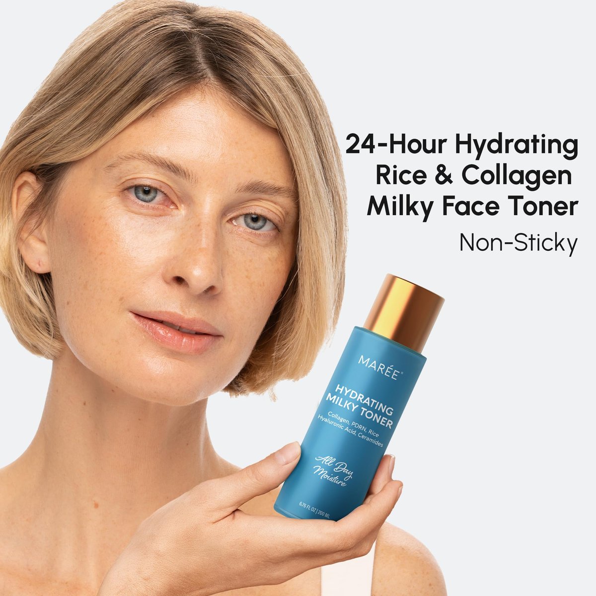MAREE Hydrating Milky Toner for Face - Rice Toner with Niacinamide & Collagen - Skin Barrier Repair Toners for Face - Milk Toners Essence - PDRN, Hyaluronic Acid, Ceramides - Tonico Facial - görsel 3