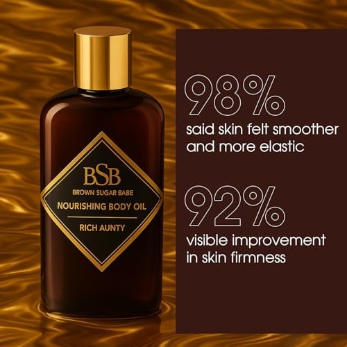 Brown Sugar Babe Rich Aunty Body Oil – Nourishing Lightweight Body Oil with Almond, Avocado, Olive, Grape Seed & Turkish Rose Oils, Paraben Free, 4 Fl Oz Avelisse