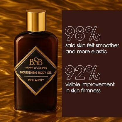 Brown Sugar Babe Rich Aunty Body Oil – Nourishing Lightweight Body Oil with Almond, Avocado, Olive, Grape Seed & Turkish Rose Oils, Paraben Free, 4 Fl Oz Avelisse