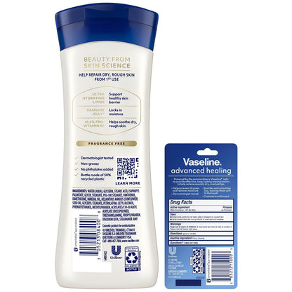 Vaseline Intensive Care Unscented Advanced Repair Lotion + Professional Lip Therapy Tube