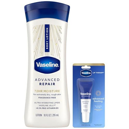 Vaseline Intensive Care Unscented Advanced Repair Lotion + Professional Lip Therapy Tube
