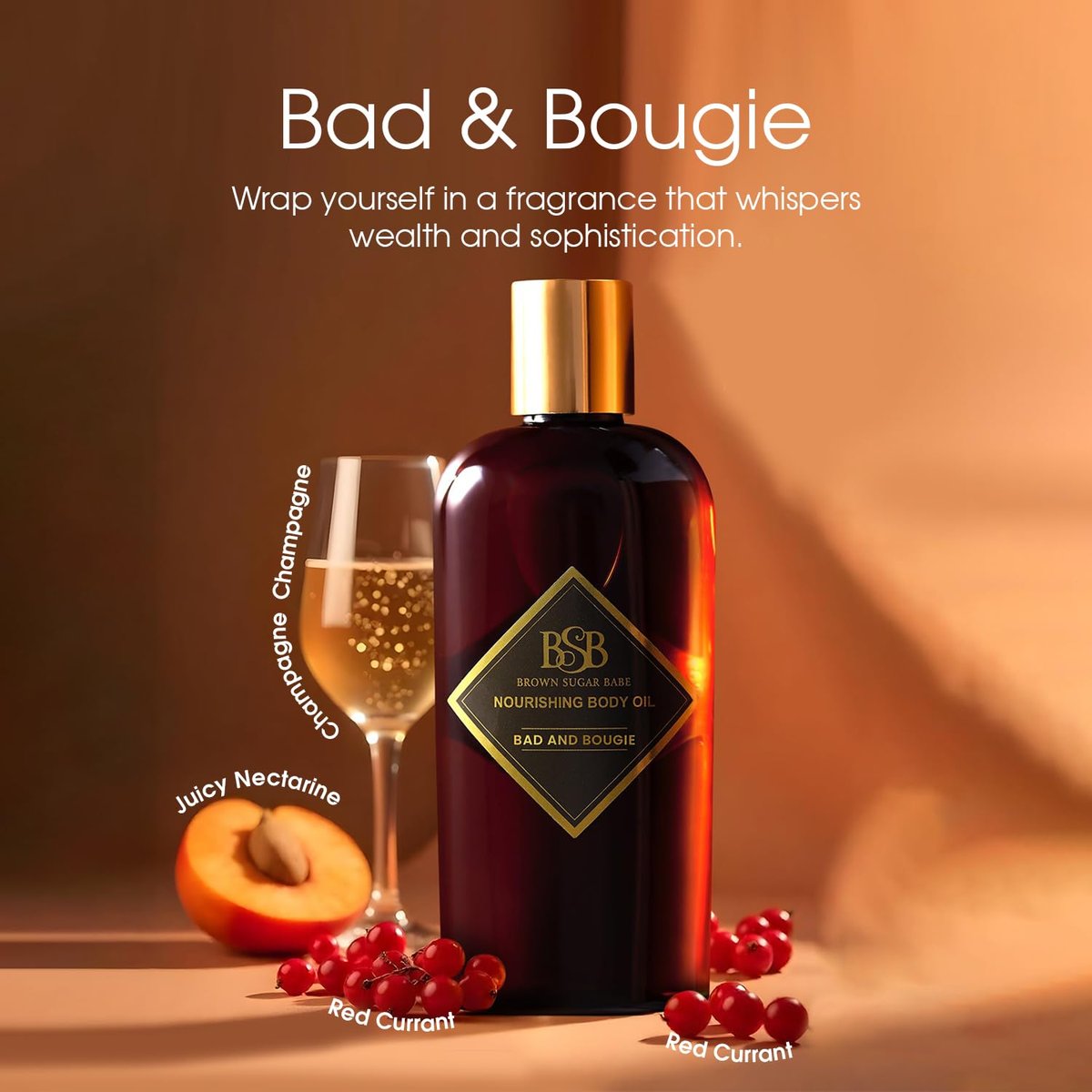 Brown Sugar Babe Bad and Bougie Body Oil – Nourishing Grape Seed & Sweet Almond Scented Oil for Women, 4 oz Avelisse
