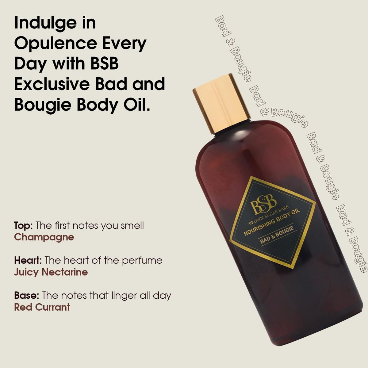 Brown Sugar Babe Bad and Bougie Body Oil – Nourishing Grape Seed & Sweet Almond Scented Oil for Women, 4 oz Avelisse