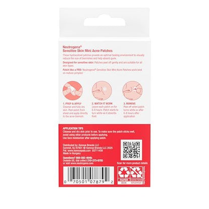 Neutrogena Mini Acne Patches for Sensitive Skin, Small Hydrocolloid Acne Spot Treatment, Reduces Blemishes in 6-8 Hours, 36 Count