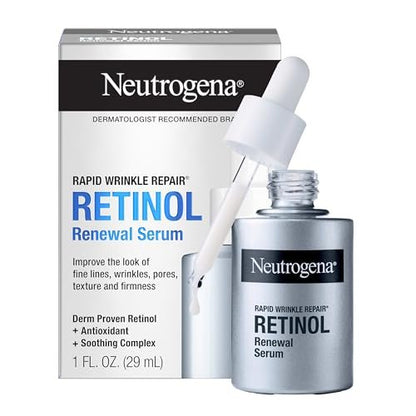 Neutrogena Rapid Wrinkle Repair Retinol Renewal Serum – Lightweight Anti-Aging Facial Serum with Pure Retinol & Antioxidants, 1 fl oz