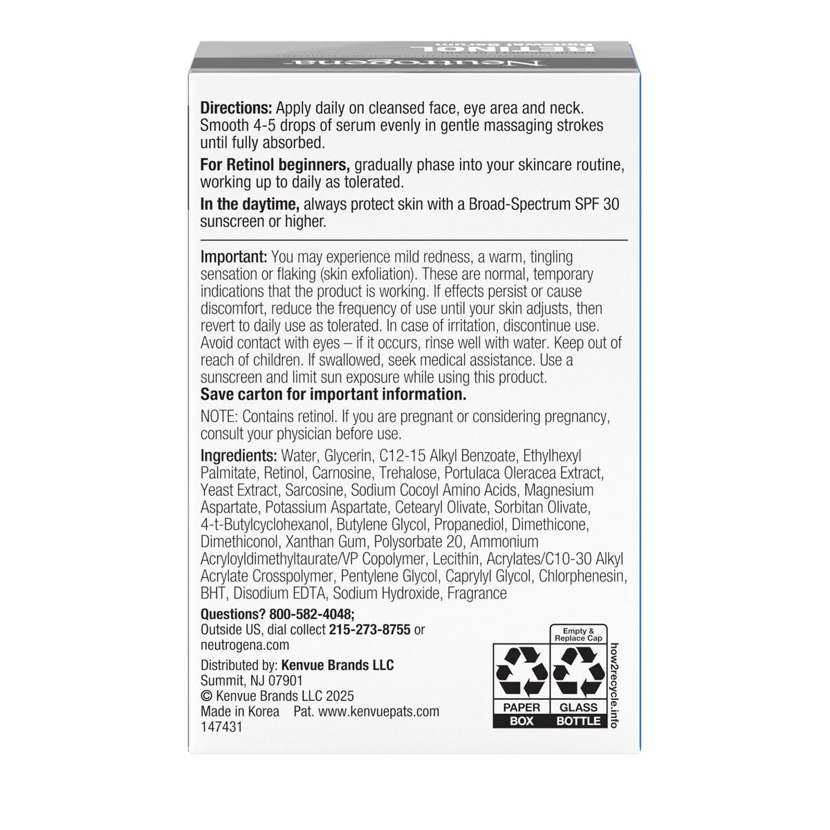 Neutrogena Rapid Wrinkle Repair Retinol Renewal Serum – Lightweight Anti-Aging Facial Serum with Pure Retinol & Antioxidants, 1 fl oz - görsel 17