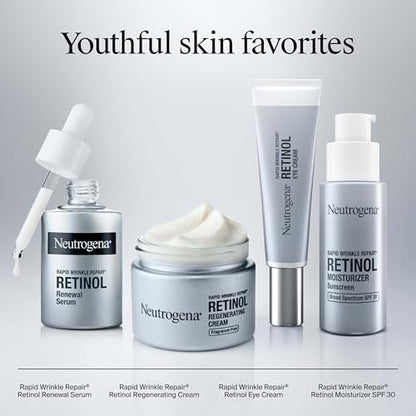 Neutrogena Rapid Wrinkle Repair Retinol Renewal Serum – Lightweight Anti-Aging Facial Serum with Pure Retinol & Antioxidants, 1 fl oz