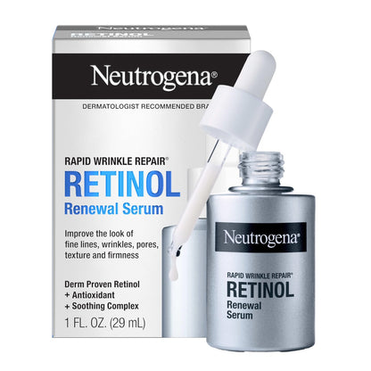 Neutrogena Rapid Wrinkle Repair Retinol Renewal Serum – Lightweight Anti-Aging Facial Serum with Pure Retinol & Antioxidants, 1 fl oz