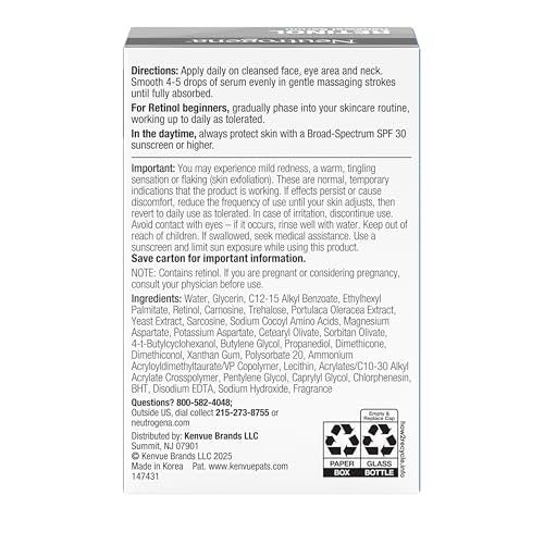 Neutrogena Rapid Wrinkle Repair Retinol Renewal Serum – Lightweight Anti-Aging Facial Serum with Pure Retinol & Antioxidants, 1 fl oz - görsel 18