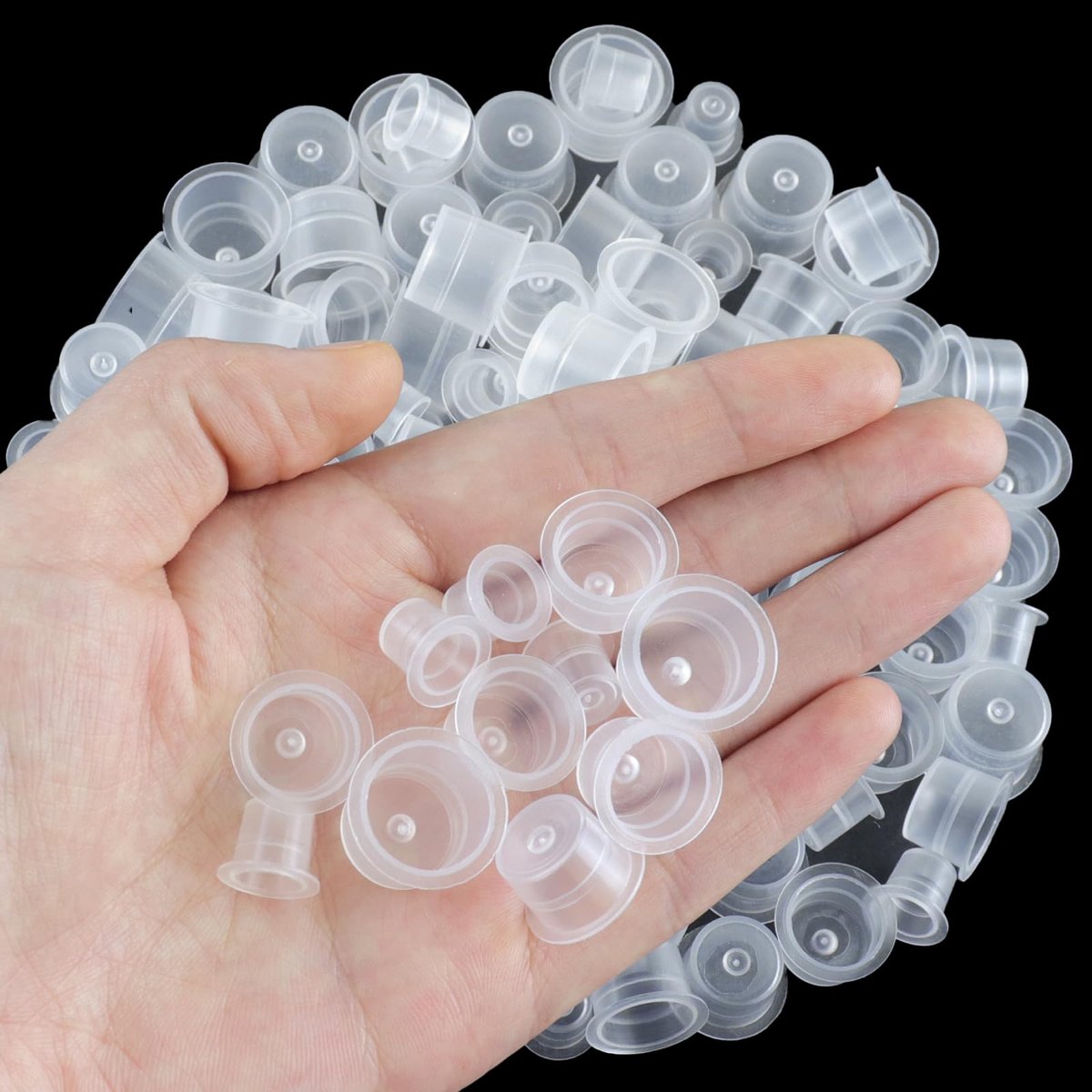 300 Pieces Tattoo Ink Caps Set - Small, Medium, Large Pigment Cups for Tattoo Inks, Paints, and Glues Avelisse