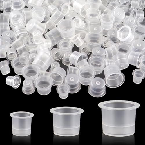 300 Pieces Tattoo Ink Caps Set - Small, Medium, Large Pigment Cups for Tattoo Inks, Paints, and Glues Avelisse