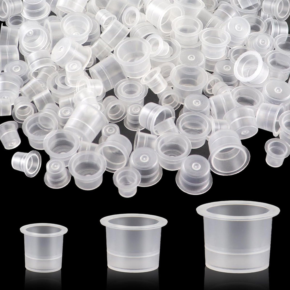 300 Pieces Tattoo Ink Caps Set - Small, Medium, Large Pigment Cups for Tattoo Inks, Paints, and Glues Avelisse