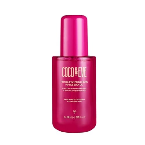 Coco & Eve Firming & Tan Prolonging Peptide Body Oil - Natural Tan Extender with Tropical Oils, Vitamins C & E, 5.75 fl oz Avelisse