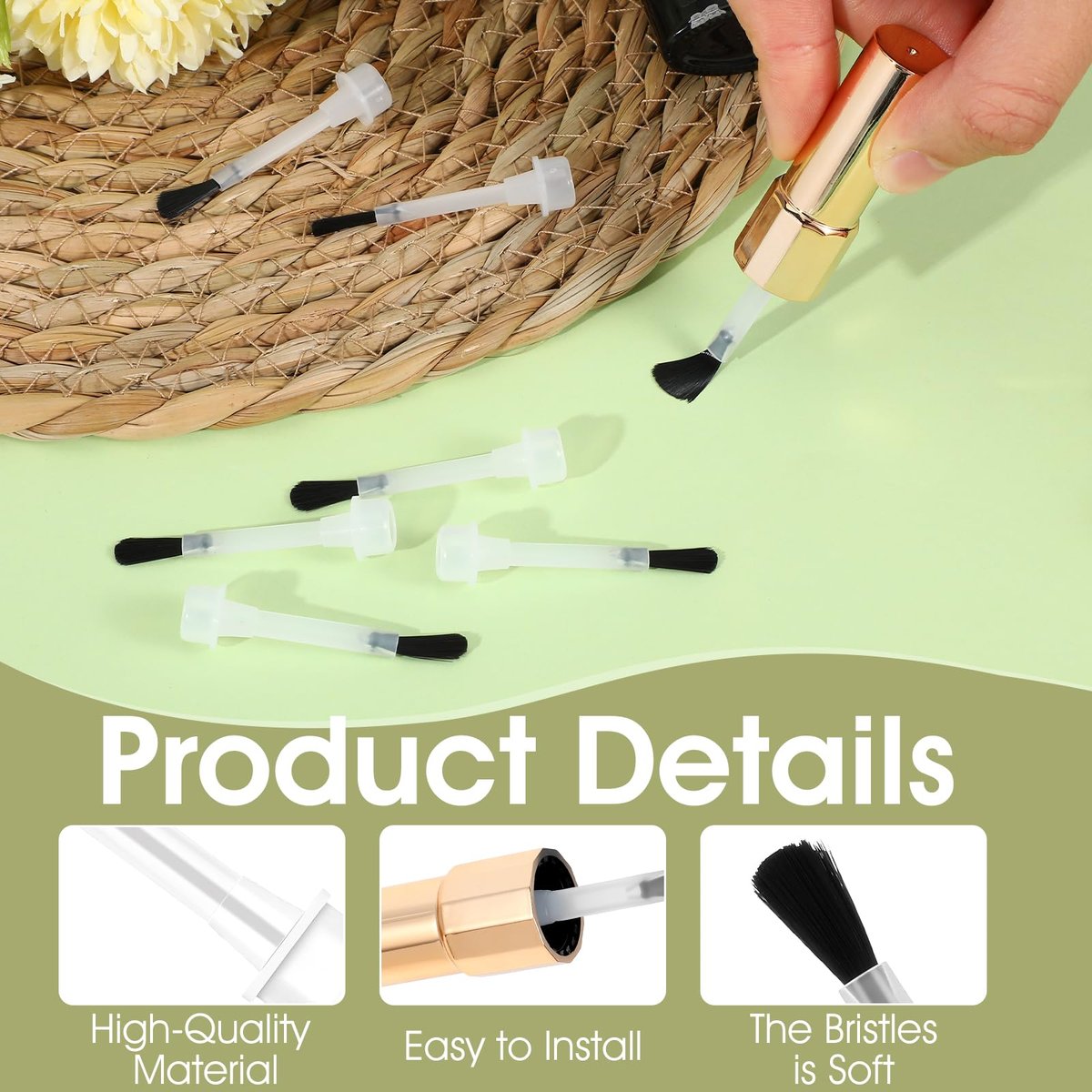 ZEYIYER 25 Pcs Disposable Nail Polish Brushes - Soft Brush Dip Powder Liquid Replacement for Nail Art - görsel 3