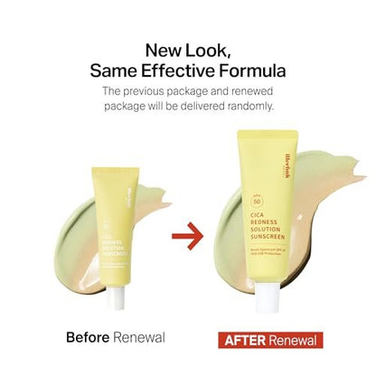 Meebak Cica Redness Solution Sunscreen SPF 50 - Color Corrector Green to Beige CC Cream with Centella and Ceramide for Fair-to-Medium Skin Tones Avelisse