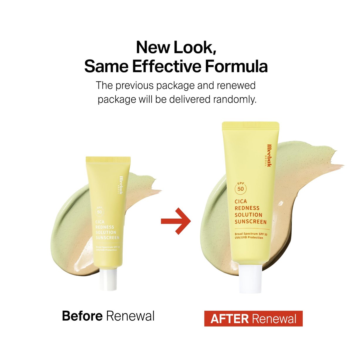 Meebak Cica Redness Solution Sunscreen SPF 50 - Color Corrector Green to Beige CC Cream with Centella and Ceramide for Fair-to-Medium Skin Tones Avelisse