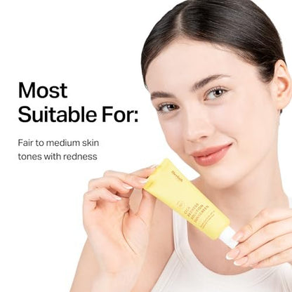 Meebak Cica Redness Solution Sunscreen SPF 50 - Color Corrector Green to Beige CC Cream with Centella and Ceramide for Fair-to-Medium Skin Tones Avelisse