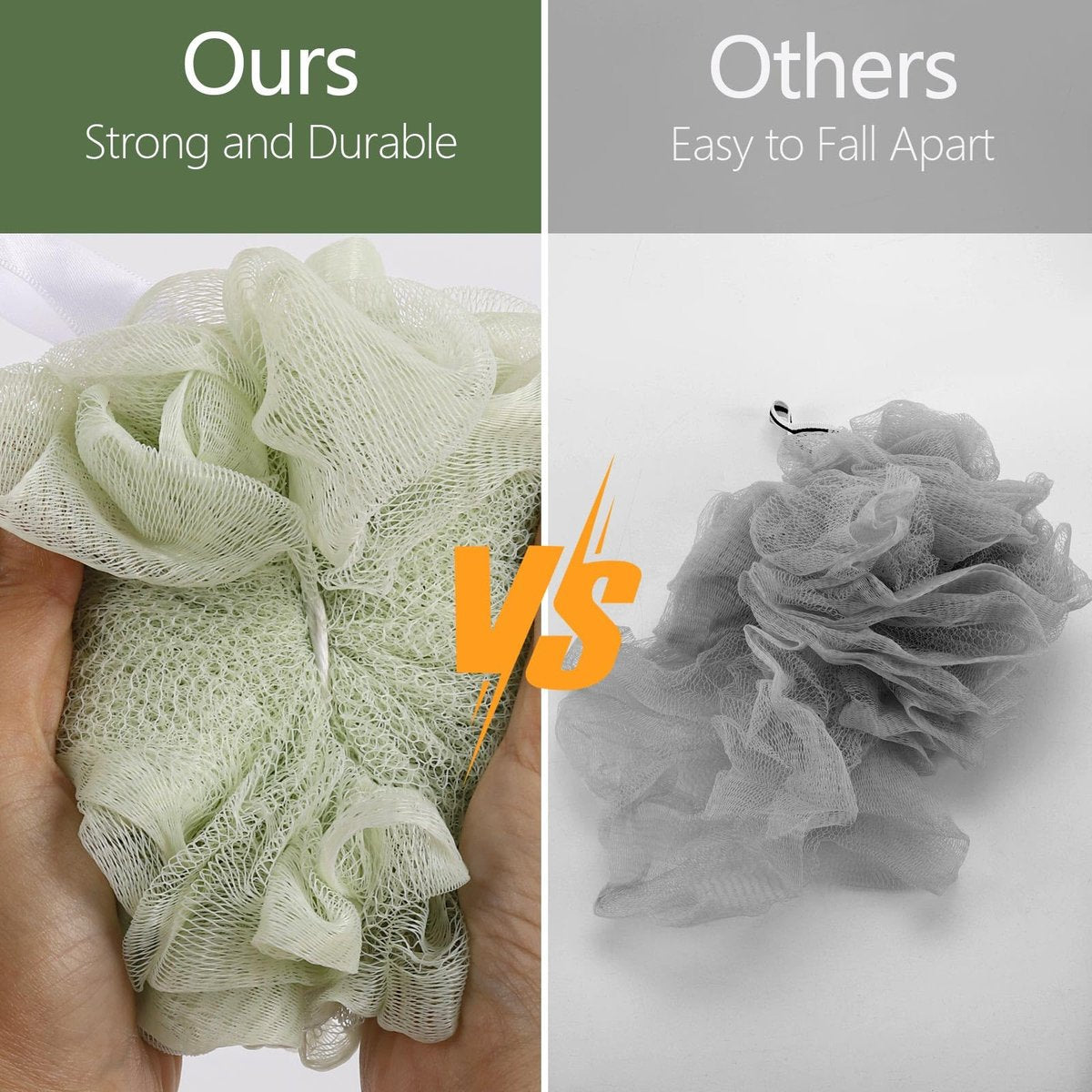 BTYMS Large Loofah Bath Sponge 75g/Pc - XL Exfoliating Puffs Shower Scrunchies Mesh Pouf for Body - Pack of 6 - görsel 9