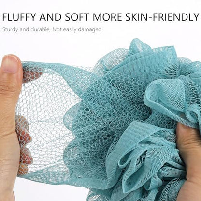 BTYMS Large Loofah Bath Sponge 75g/Pc - XL Exfoliating Puffs Shower Scrunchies Mesh Pouf for Body - Pack of 6