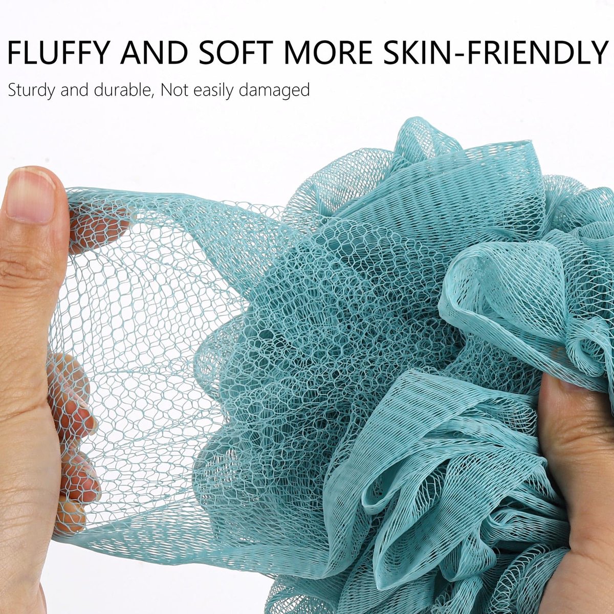 BTYMS Large Loofah Bath Sponge 75g/Pc - XL Exfoliating Puffs Shower Scrunchies Mesh Pouf for Body - Pack of 6 - görsel 7