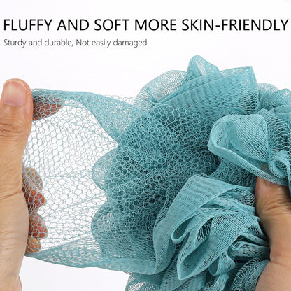 BTYMS Large Loofah Bath Sponge 75g/Pc - XL Exfoliating Puffs Shower Scrunchies Mesh Pouf for Body - Pack of 6