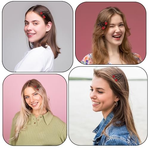 10Pcs Ladybug Hair Clips for Girls - 2 Inch Cute Snap Hair Barrettes, Water Drop Non-Slip Hair Accessories for Toddlers, Kids, Teens, and Women (Red) - görsel 12