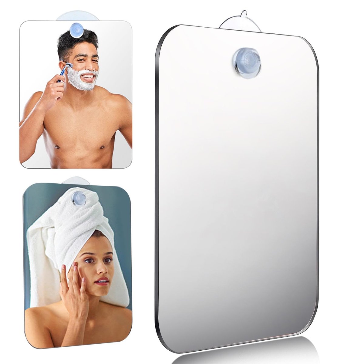 Ranjaner Shatterproof Shower Mirror for Shaving – 6.7x5.1 inch Silver Acrylic Wall Hanging Handheld Locker Mirror - görsel 1