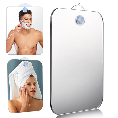 Ranjaner Shatterproof Shower Mirror for Shaving – 6.7x5.1 inch Silver Acrylic Wall Hanging Handheld Locker Mirror