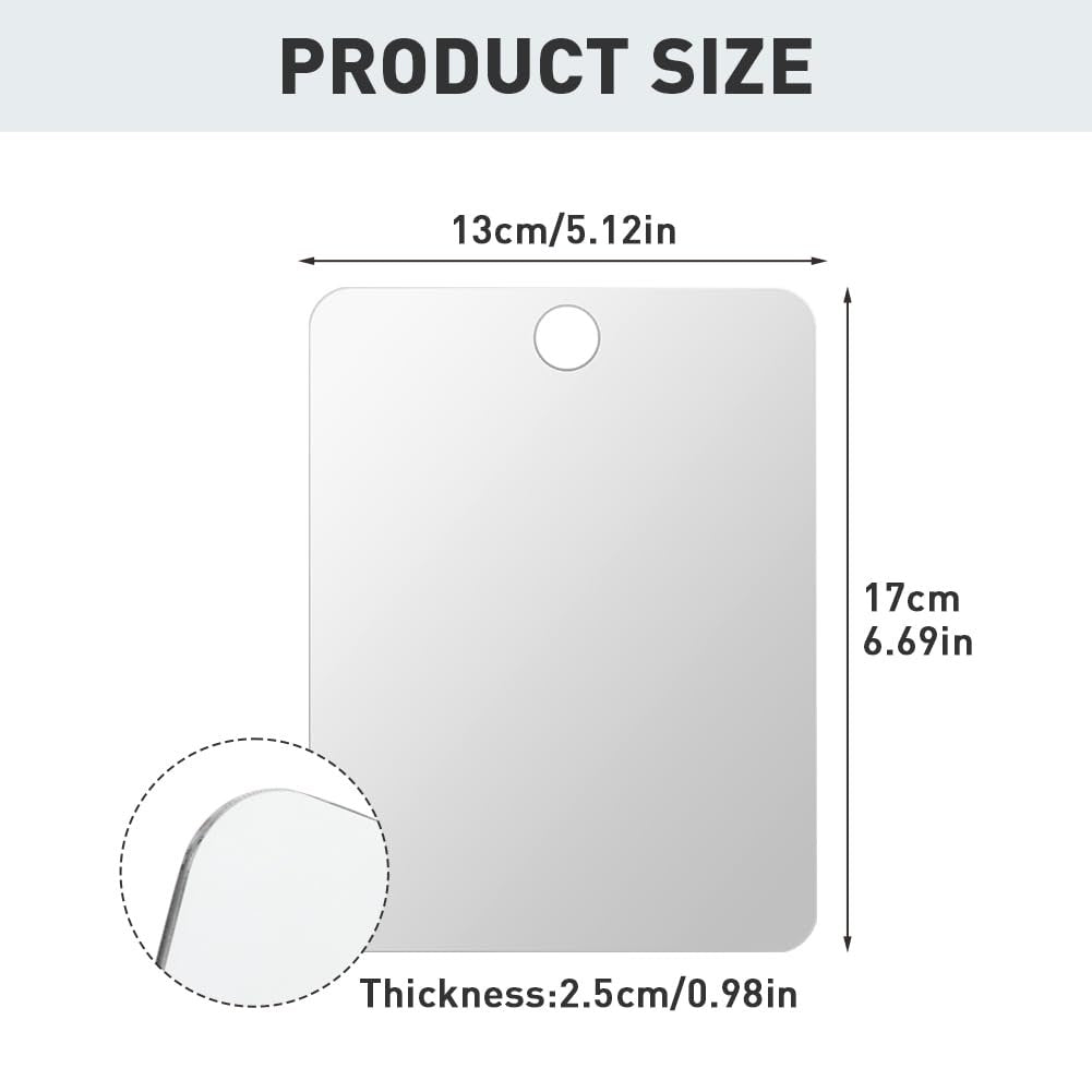 Ranjaner Shatterproof Shower Mirror for Shaving – 6.7x5.1 inch Silver Acrylic Wall Hanging Handheld Locker Mirror - görsel 5