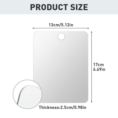 Ranjaner Shatterproof Shower Mirror for Shaving – 6.7x5.1 inch Silver Acrylic Wall Hanging Handheld Locker Mirror