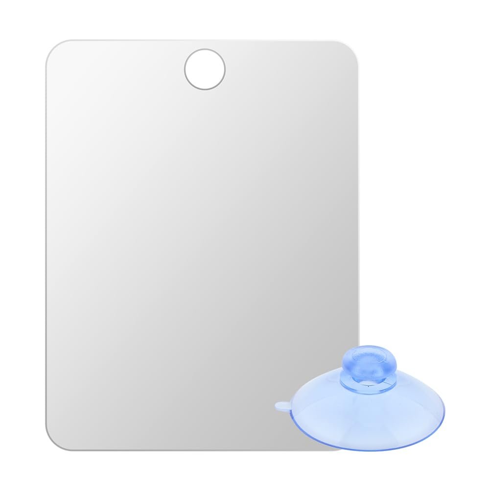 Ranjaner Shatterproof Shower Mirror for Shaving – 6.7x5.1 inch Silver Acrylic Wall Hanging Handheld Locker Mirror - görsel 3