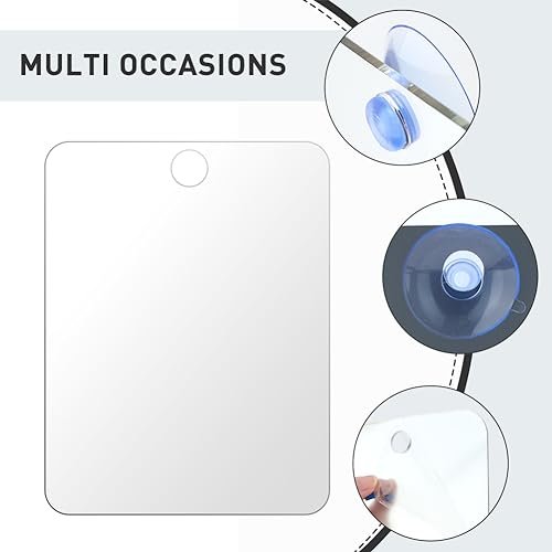 Ranjaner Shatterproof Shower Mirror for Shaving – 6.7x5.1 inch Silver Acrylic Wall Hanging Handheld Locker Mirror - görsel 8