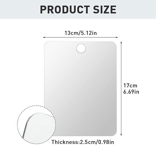 Ranjaner Shatterproof Shower Mirror for Shaving – 6.7x5.1 inch Silver Acrylic Wall Hanging Handheld Locker Mirror - görsel 6