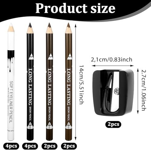 BOHUIZ 12Pcs Barber Pencil Set with 2 Sharpeners - Magic Hairline Pencils for Lineup, Beard Shaping & Beard Guide - White, Black, Dark Brown, Light Brown - görsel 4