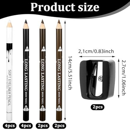 BOHUIZ 12Pcs Barber Pencil Set with 2 Sharpeners - Magic Hairline Pencils for Lineup, Beard Shaping & Beard Guide - White, Black, Dark Brown, Light Brown