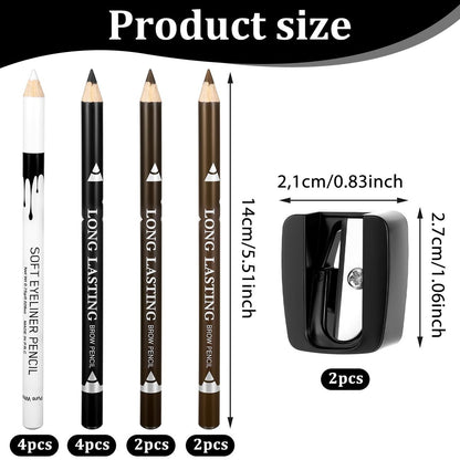 BOHUIZ 12Pcs Barber Pencil Set with 2 Sharpeners - Magic Hairline Pencils for Lineup, Beard Shaping & Beard Guide - White, Black, Dark Brown, Light Brown