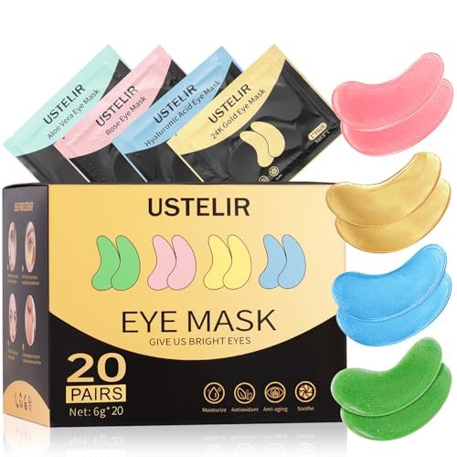 Under Eye Patches for Dark Circles, Puffy Eyes & Wrinkles – 20 Pairs with Hyaluronic Acid, 24K Gold, Rose & Aloe Vera – Eye Mask Treatment for Men & Women Avelisse