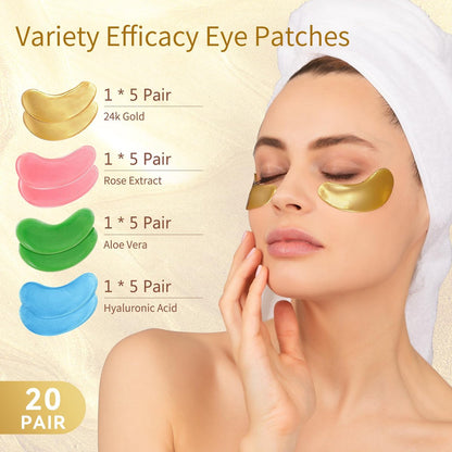 Under Eye Patches for Dark Circles, Puffy Eyes & Wrinkles – 20 Pairs with Hyaluronic Acid, 24K Gold, Rose & Aloe Vera – Eye Mask Treatment for Men & Women Avelisse