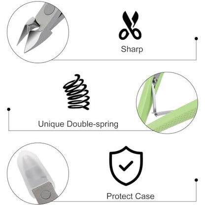 Professional Cuticle Nippers – 2-Pack Stainless Steel Cuticle Trimmer with Non-Slip Silicone Handle for Manicure & Pedicure