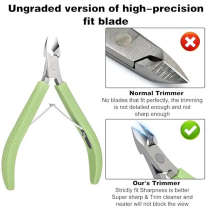 Professional Cuticle Nippers – 2-Pack Stainless Steel Cuticle Trimmer with Non-Slip Silicone Handle for Manicure & Pedicure