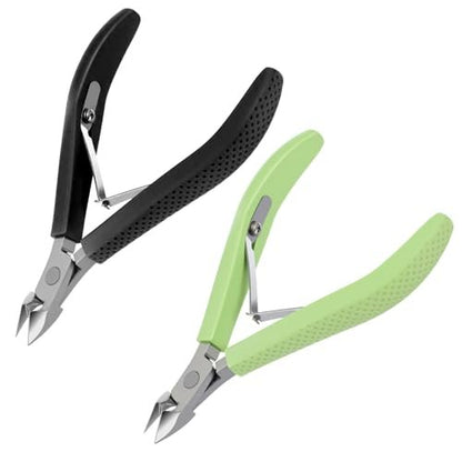 Professional Cuticle Nippers – 2-Pack Stainless Steel Cuticle Trimmer with Non-Slip Silicone Handle for Manicure & Pedicure