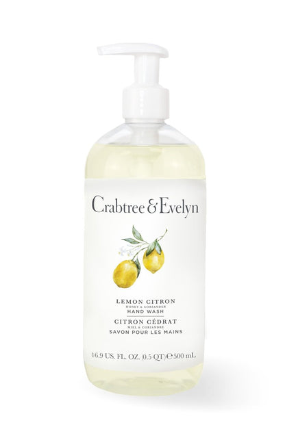 Crabtree & Evelyn Lemon Citron Hand Wash – 16.9 fl oz (500ml) | Gentle Cleansing & Uplifting Citrus Fragrance