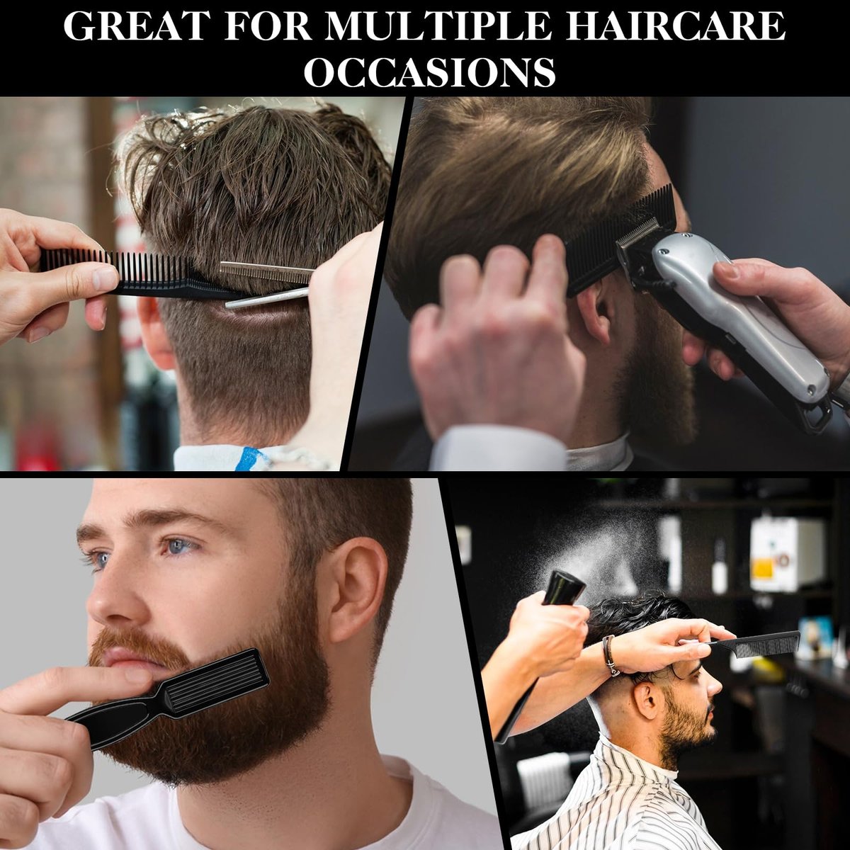 DUAIU 9-Piece Professional Hair Comb Set for Men & Boys - Barber Comb Kit with Spray Bottle, Neck Duster, and Clipper Comb Tools Avelisse