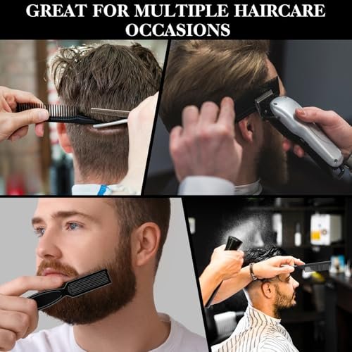 DUAIU 9-Piece Professional Hair Comb Set for Men & Boys - Barber Comb Kit with Spray Bottle, Neck Duster, and Clipper Comb Tools Avelisse