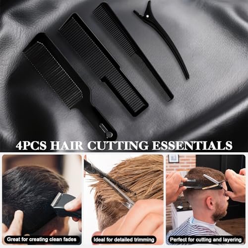 DUAIU 9-Piece Professional Hair Comb Set for Men & Boys - Barber Comb Kit with Spray Bottle, Neck Duster, and Clipper Comb Tools Avelisse