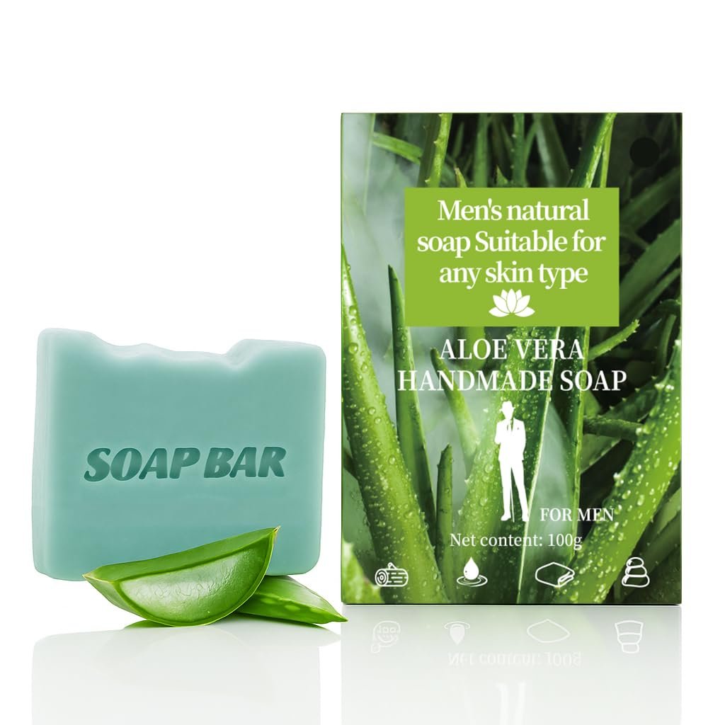 AppXynn Mens Bar Soap – Cold Pressed Natural Moisturizing Soap for Face & Body with Aloe Vera, 3.88 oz - görsel 1