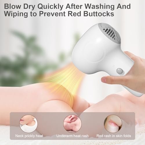 Cordless Baby Hair Dryer – Gentle Airflow Mini Hair Dryer with Charging Base for Kids, Travel Portable Design for Infant Delicate Skin Avelisse