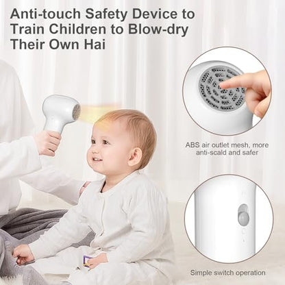 Cordless Baby Hair Dryer – Gentle Airflow Mini Hair Dryer with Charging Base for Kids, Travel Portable Design for Infant Delicate Skin Avelisse
