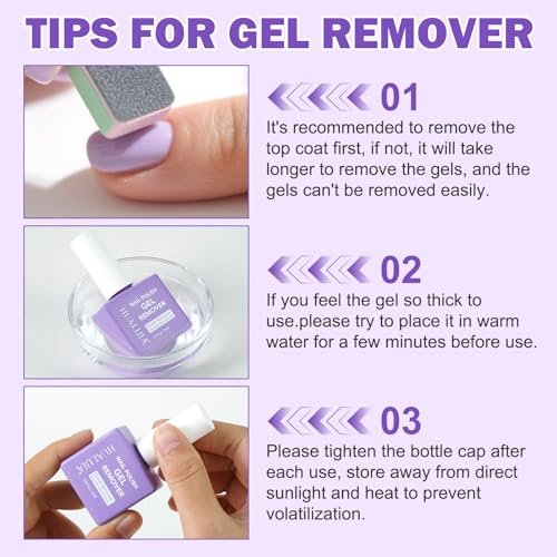 ISUNRISE Gel Nail Polish Remover – Professional Gel Remover Kit with Cuticle Pusher & Scraper, Quick & Easy Removal in 2-5 Minutes, No Foil or Wrapping Needed Avelisse