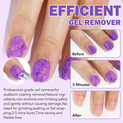 ISUNRISE Gel Nail Polish Remover – Professional Gel Remover Kit with Cuticle Pusher & Scraper, Quick & Easy Removal in 2-5 Minutes, No Foil or Wrapping Needed Avelisse